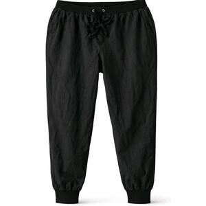 White Birch Black Linen Pants Joggers Women Plus 3X Minimalist Lagenlook Beach